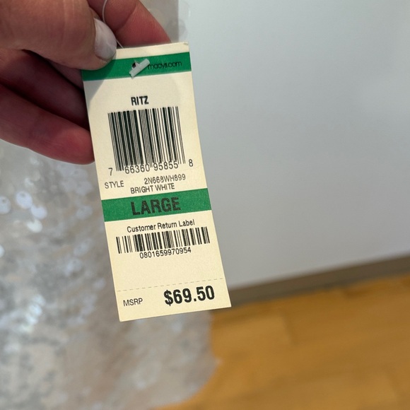 INC White Sequin Drape Neck Top - Picture 4 of 4